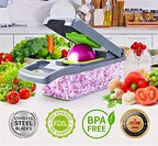 16-in-1 vegetable chopper with container for kitchen food preparation