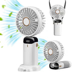 3-in-1 portable handheld mini fan with LED display and adjustable speeds for travel and outdoor use