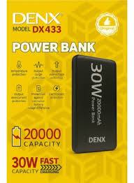 Denx DX433 20000mAh 30W fast charging power bank with LED display and USB-C PD portable battery charger for iPhone Samsung and Android devices