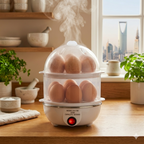 Electric egg steamer with double layer tray and clear dome lid