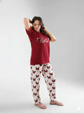 Meroon Small Butterfly Printed Night Suit