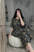 Grey Heart Printed Night Suit