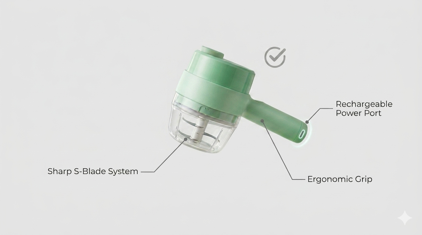 Mini electric garlic cutter and vegetable chopper rechargeable USB kitchen grinder