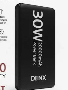 Portable Denx DX433 power bank 20000mAh with 30W fast charging for iPhone Samsung and Android