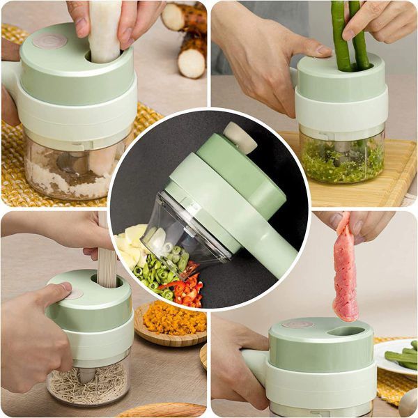 Portable electric vegetable slicer cordless USB rechargeable food chopper for kitchen use
