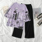 Purple Planet Printed Night Suit