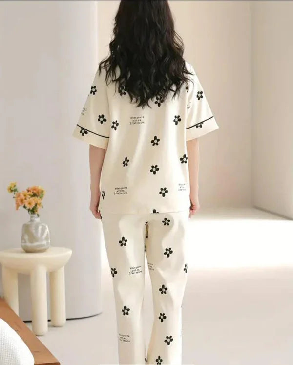K K Flower Printed Night Suit