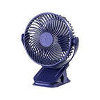 Portable clip fan available in white blue and black colors with modern compact design
