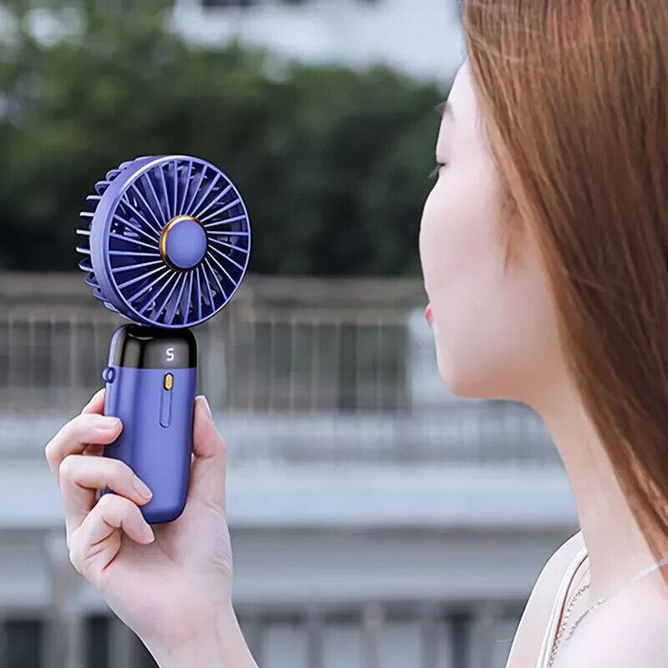 foldable rechargeable mini fan used as desk fan and neck fan with digital screen