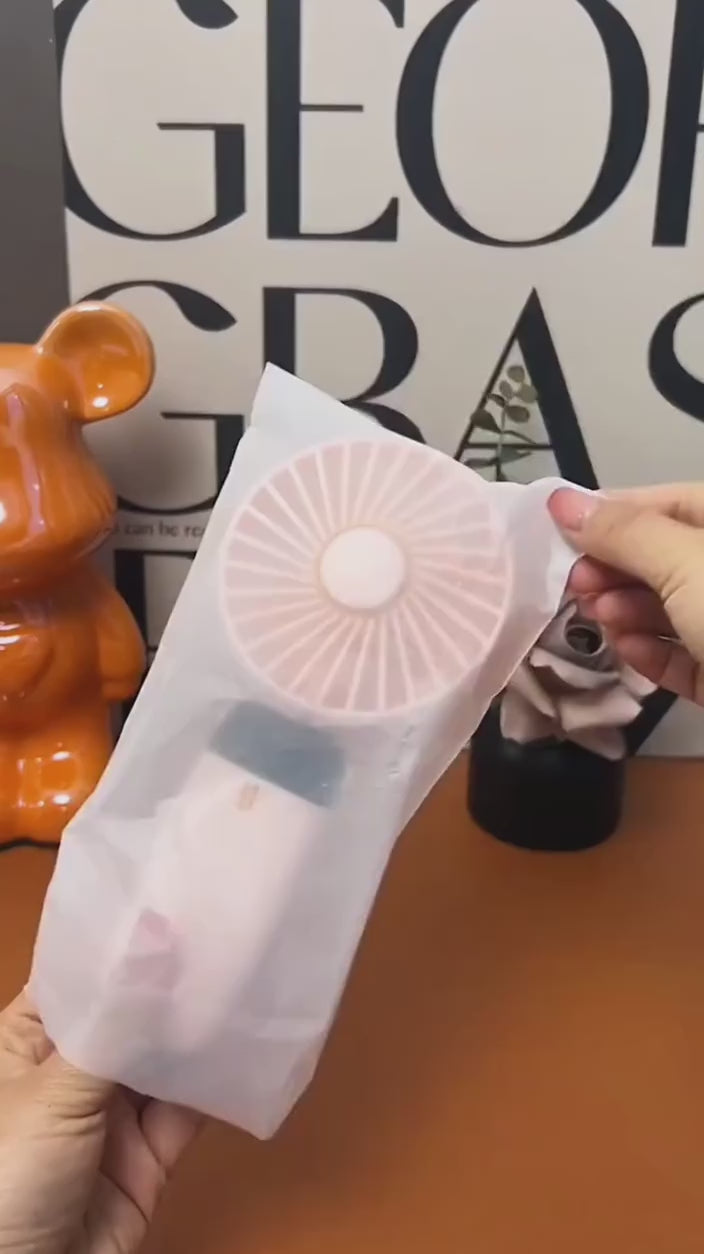 compact USB mini fan with multiple speed settings and battery display
